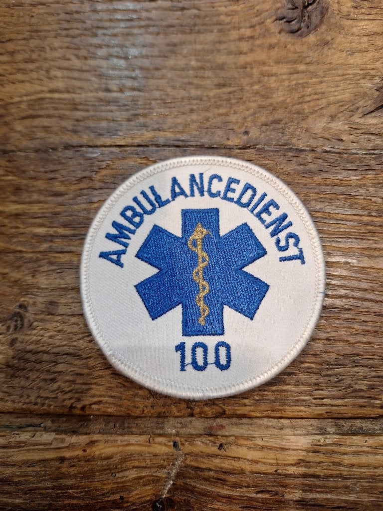 geborduurde patch Ambulancedienst Belgie, nieuwstaat, Verzamelen, Ophalen of Verzenden, Overige soorten, Overige gebieden, Embleem of Badge