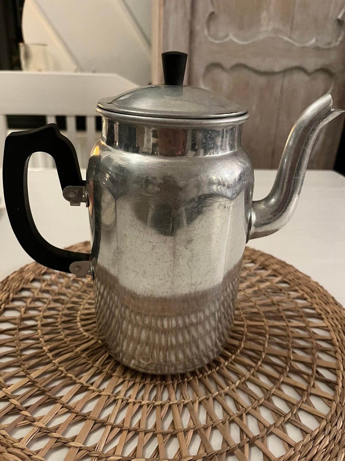 Leuke  vintage aluminium percolator of pruttelpot, Ophalen of Verzenden
