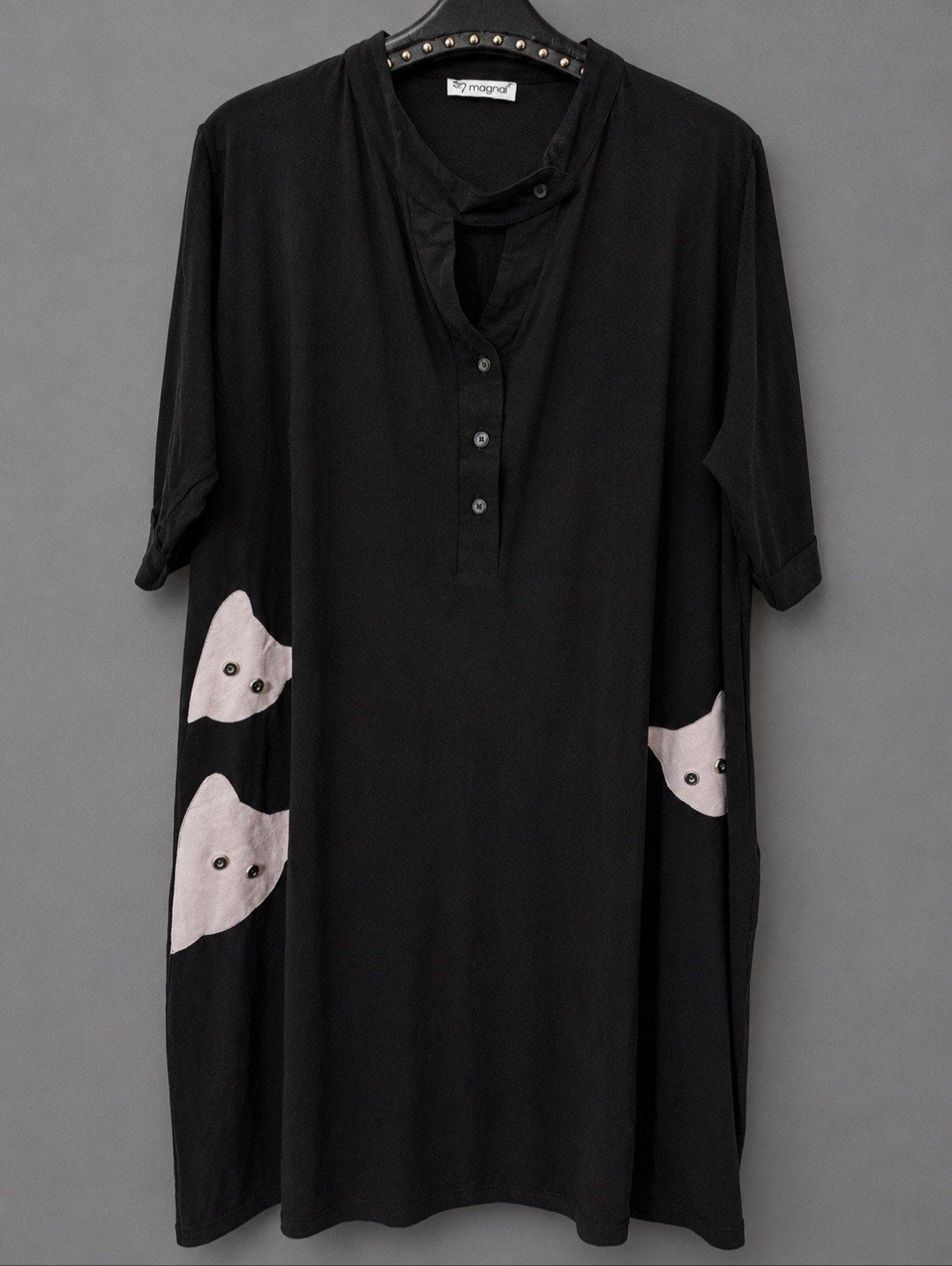 Magna Jurk / tuniek met Kattenprint - Maat  ( 56/58 ), Kleding | Dames, Ophalen of Verzenden, Jurk, Zwart, Magna