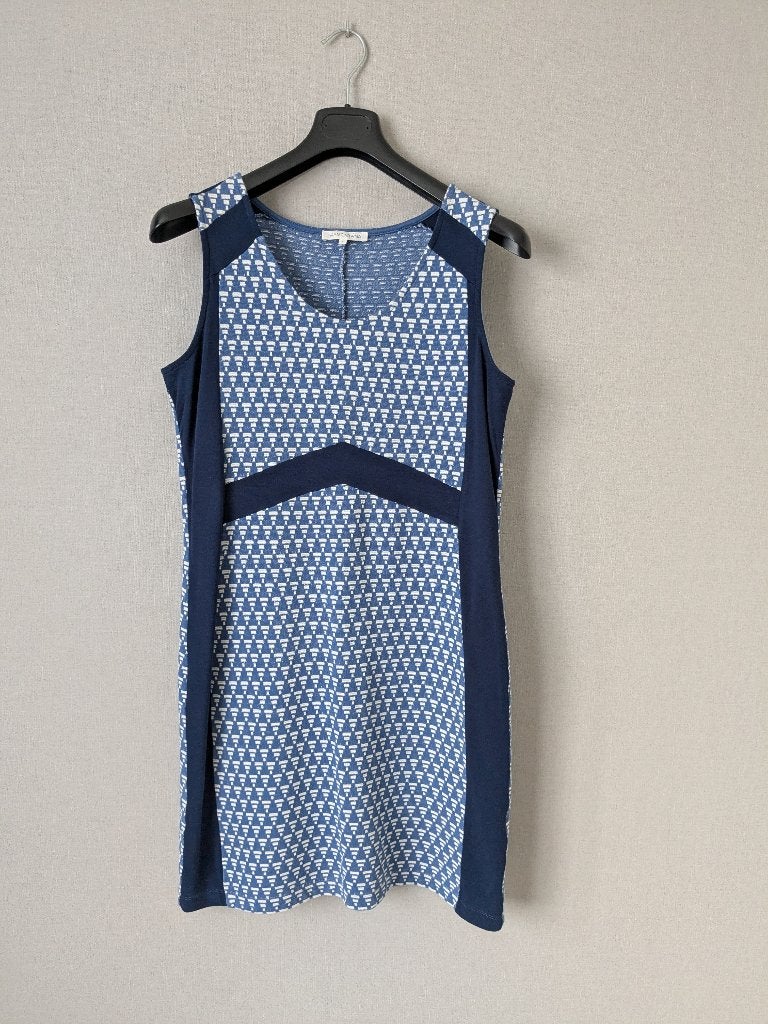 Tramontana Jurk Blauw/Wit Patroon Maat L, Kleding | Dames, Blauw, Tramontana, Maat 42/44 (L), Ophalen of Verzenden