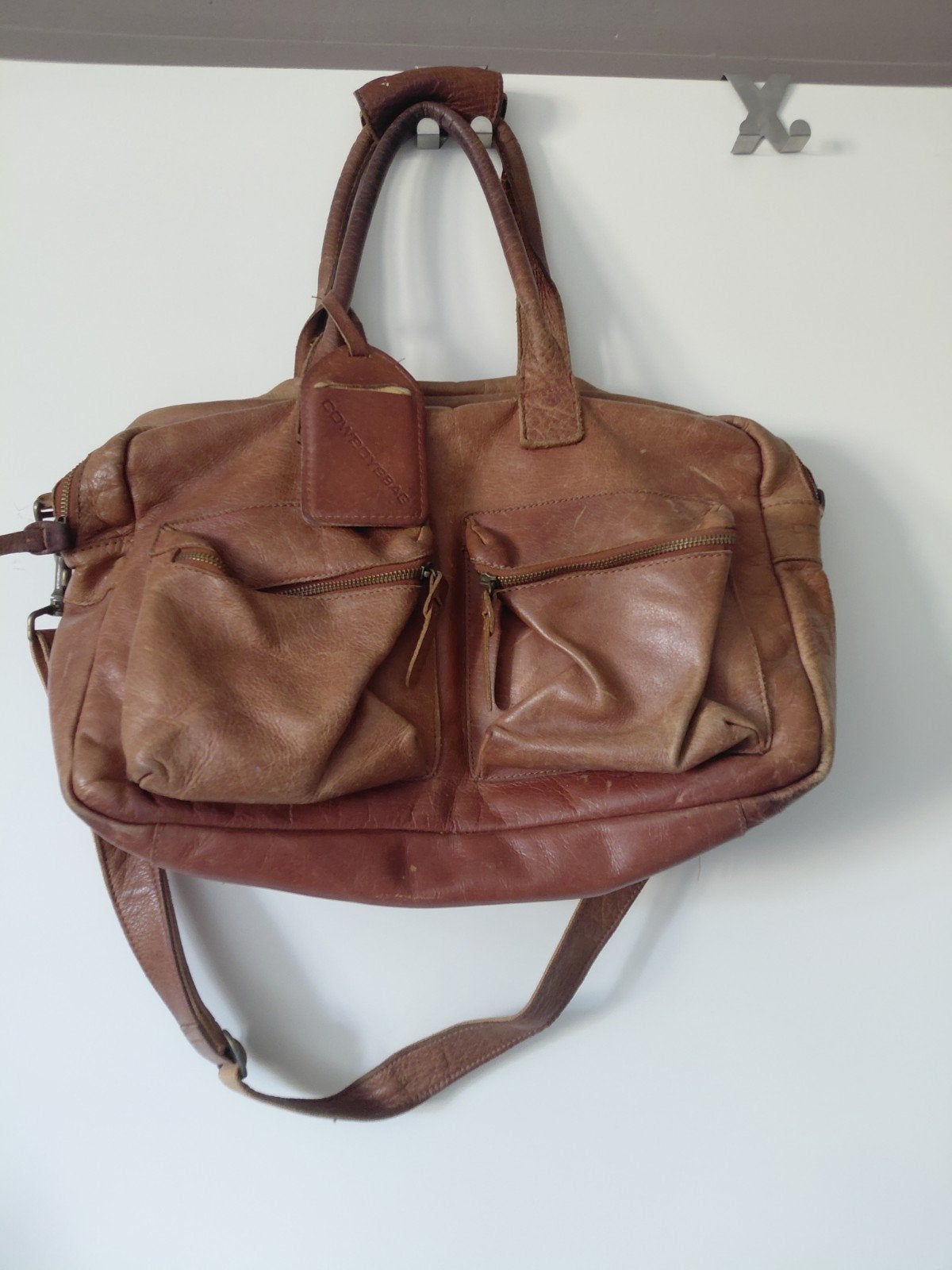 Cowboysbag leren handtas/schoudertas - bruin, Ophalen of Verzenden