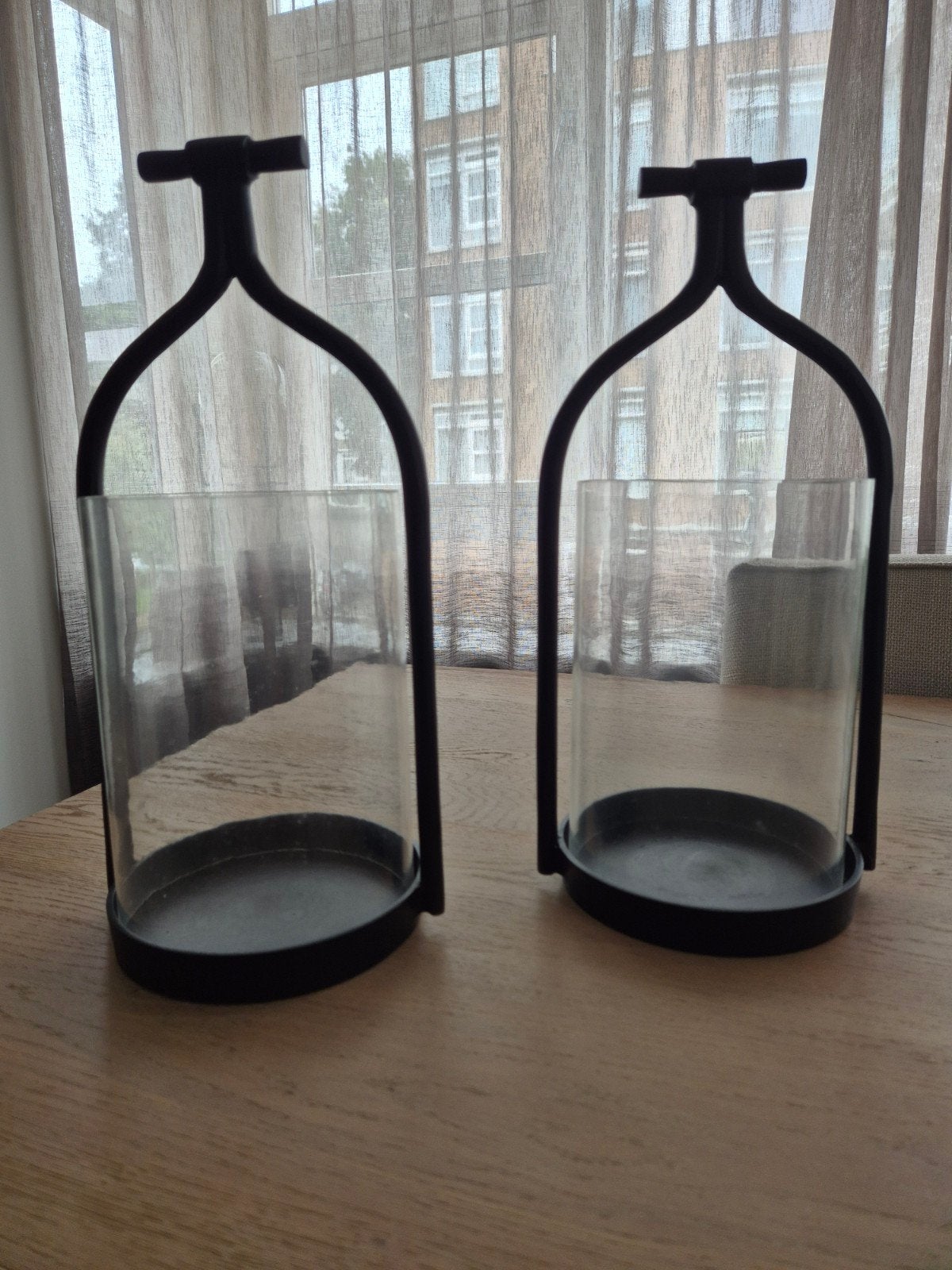 Riviera Maison Windlichten - Antraciet/Zwart Metaal met Glas, Ophalen, Windlicht, Gebruikt, Zwart