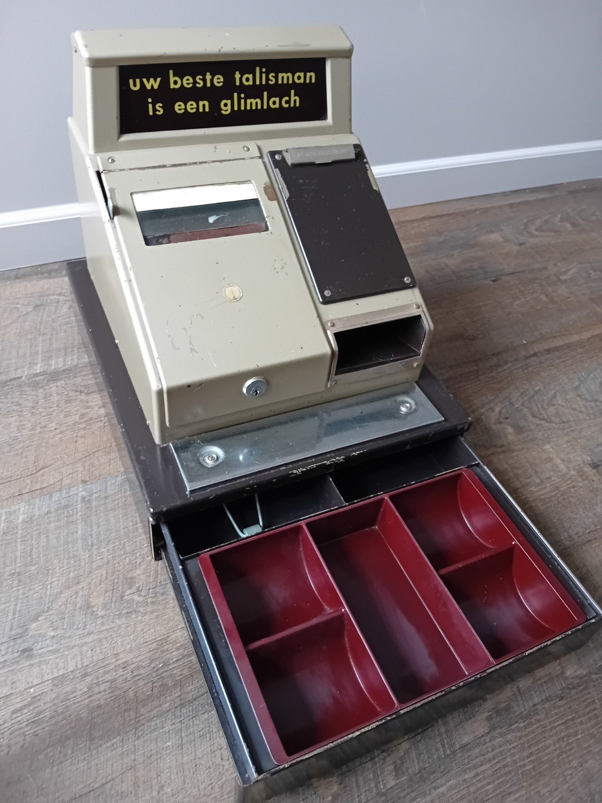 Vintage metalen kassa met lade, Ophalen of Verzenden