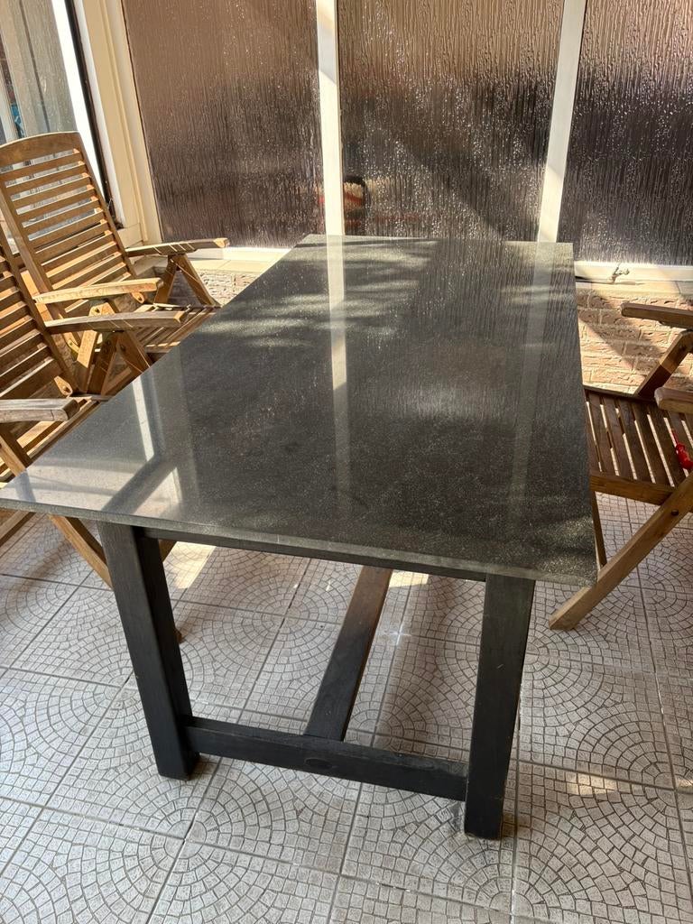 Grote tuintafel met hardstenen blad, Tuin en Terras, Tuintafels, Ophalen of Verzenden