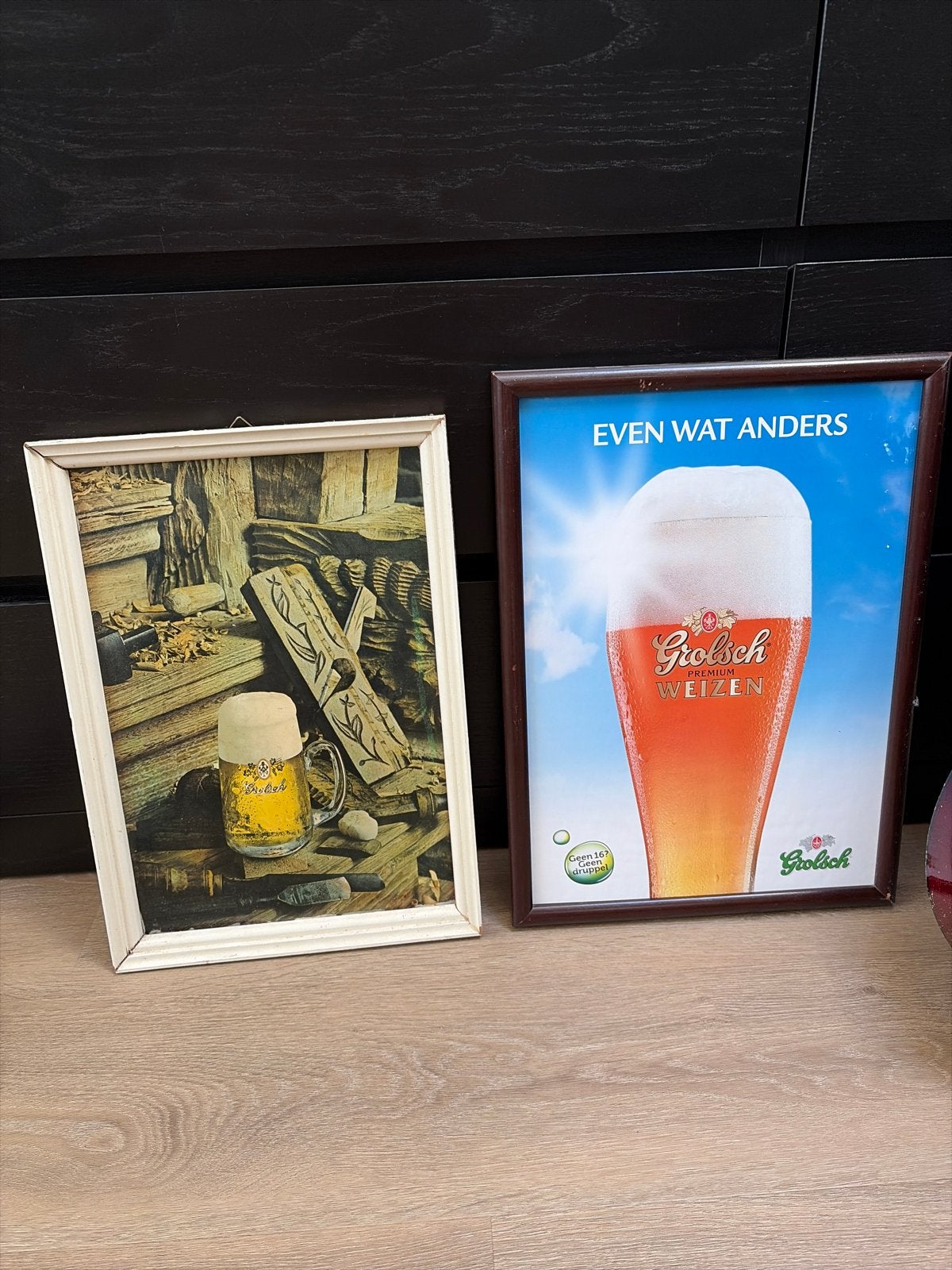 Grolsch reclame artikelen - 2 ingelijste posters, Ophalen, Gebruikt, Reclamebord