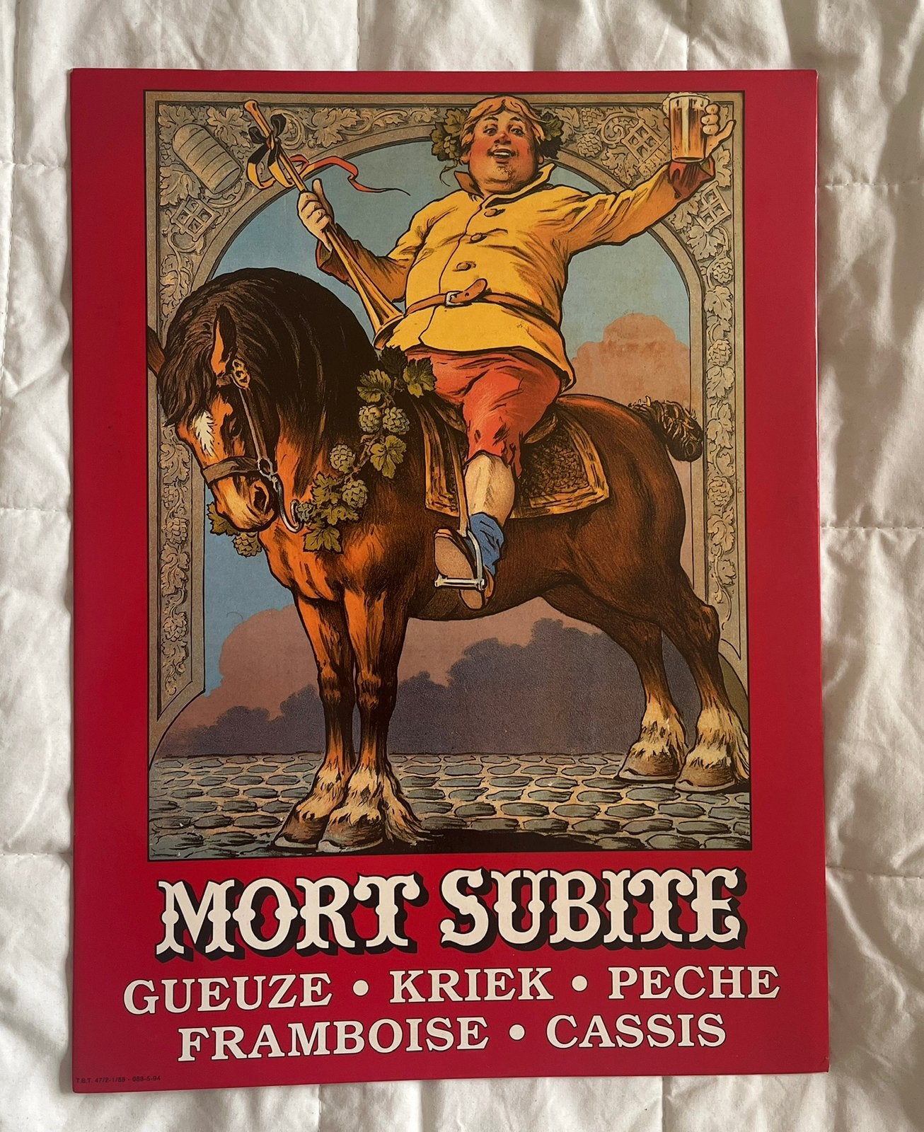 Mort Subite Geuze Kriek Peche Framboise Cassis, Ophalen of Verzenden, Gebruikt, Reclamebord, Plaat of Schild, Overige merken