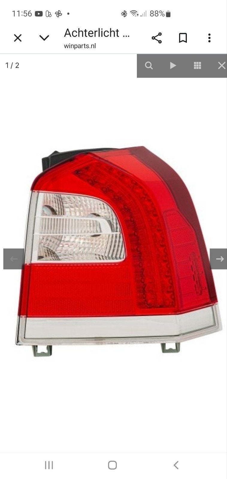 Led Facelift achterlicht orgn.Volvo V70 type 3, Ophalen of Verzenden, Gebruikt, Volvo