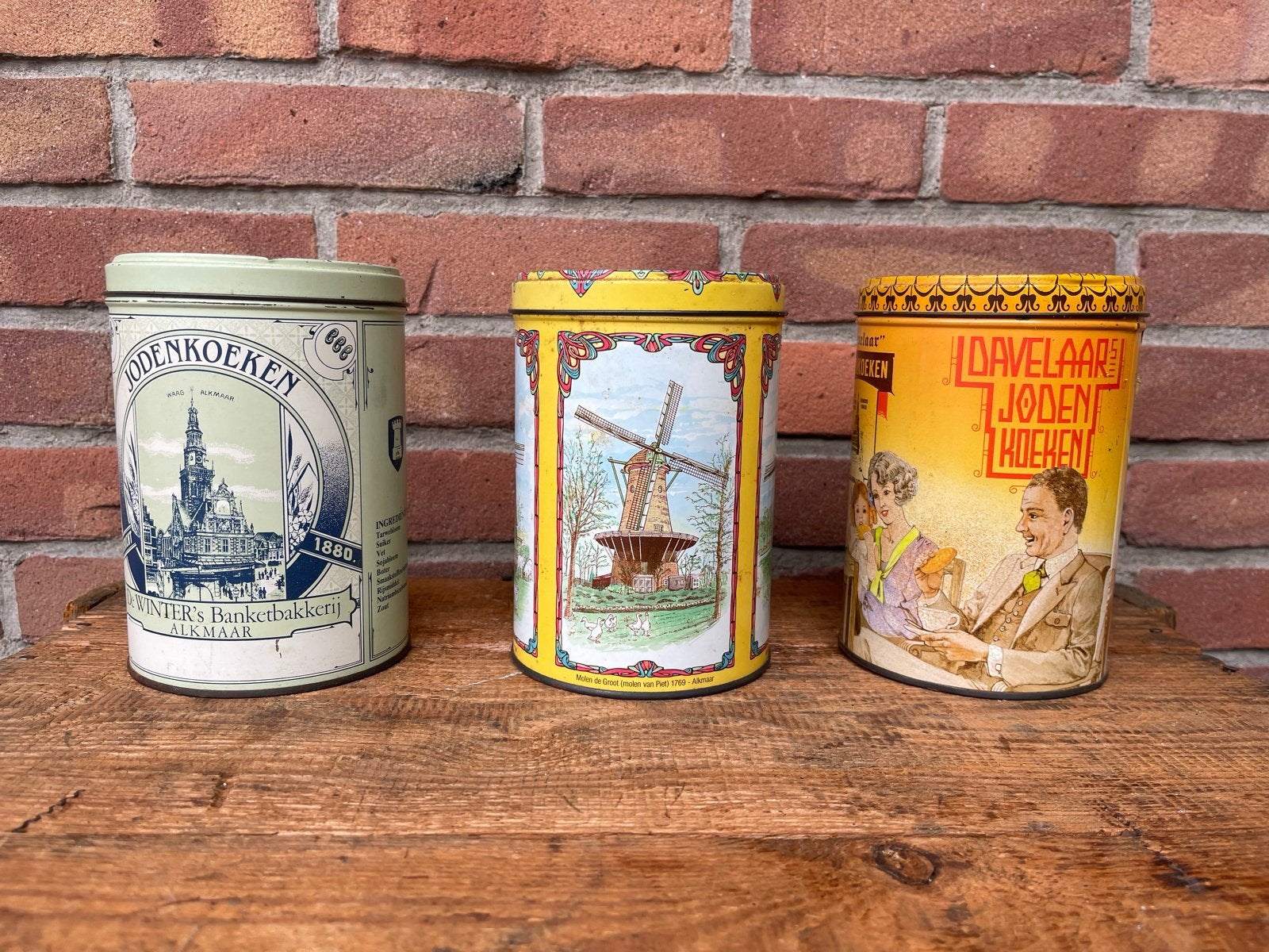 Set van 3 Vintage Jodenkoeken Trommels - Davelaar & De Winte, Verzamelen, Ophalen of Verzenden, Gebruikt, Koek(jes), Overige merken