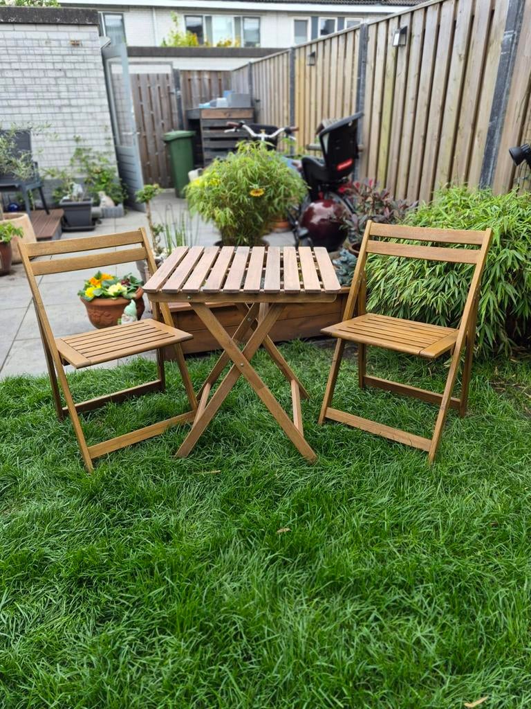 Inklapbare bistroset, Ophalen, Hout