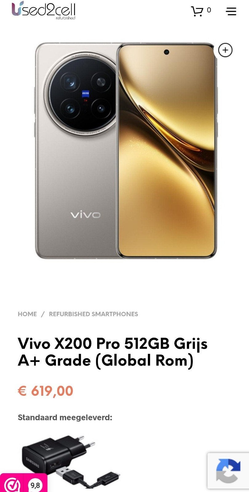 Vivo X200 Pro 512GB Grijs A Grade, Ophalen of Verzenden, Zo goed als nieuw, 6 megapixel of meer, Overige modellen