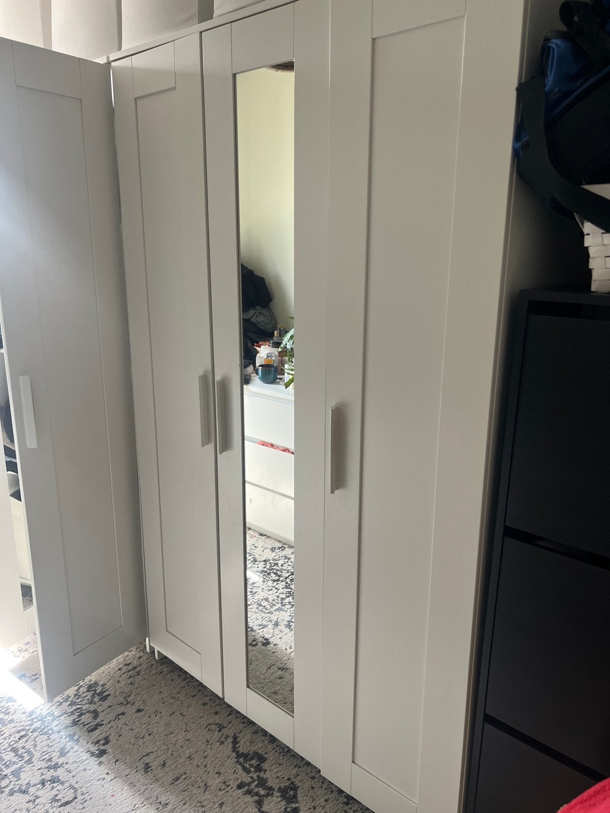 2 IKEA BRIMNES Kledingkast met 3 deuren, wit, 117x50x190 cm, Ophalen, Gebruikt, 100 tot 150 cm, 150 tot 200 cm