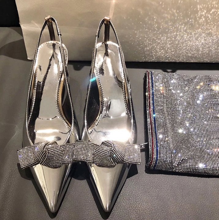 Zilveren pumps hakken strass schoenen dames vrouwen, Kleding | Dames, Schoenen, Verzenden, Nieuw, Overige kleuren, Pumps