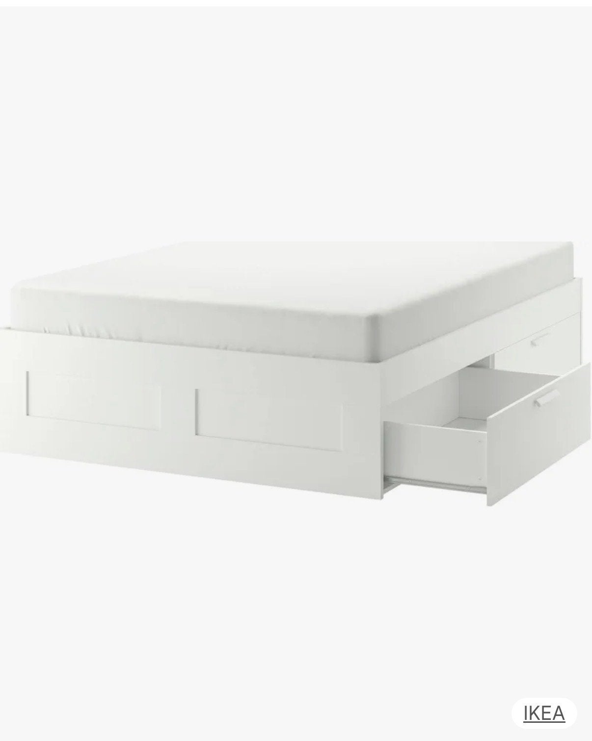 IKEA BRIMNES bedframe met opbergruimte, wit, 160x200 cm, Ophalen, Gebruikt, Wit, Tweepersoons