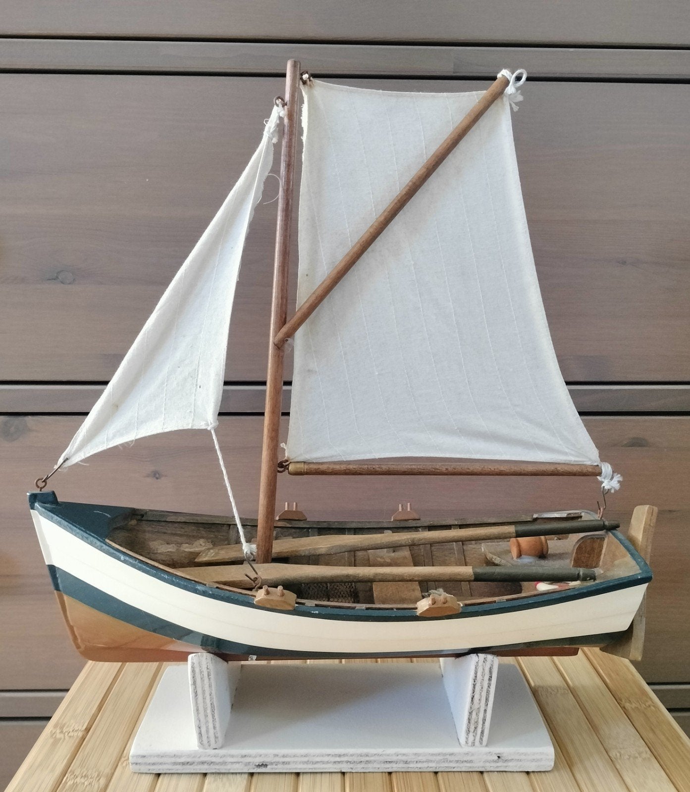 Houten Zeilboot Model met Roeispanen, Ophalen of Verzenden, Gebruikt, Overige merken