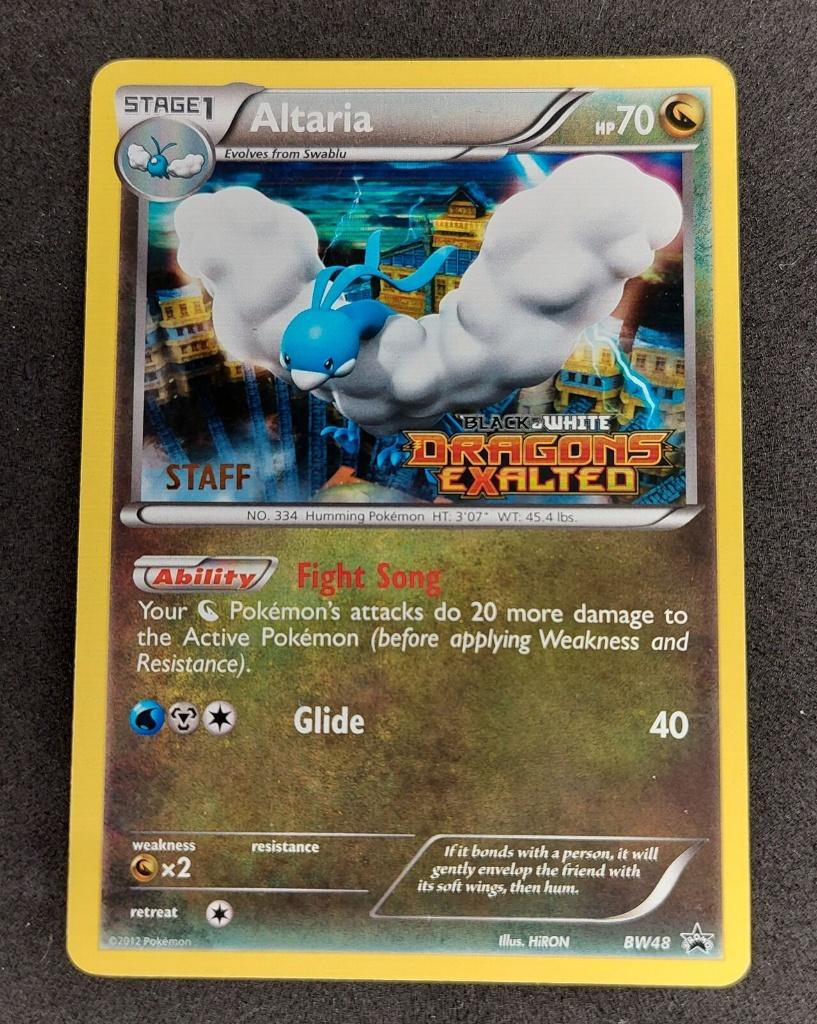 Pokemon b & w dragons exalted holo promo altaria staff, Ophalen of Verzenden, Zo goed als nieuw, Losse kaart, Foil