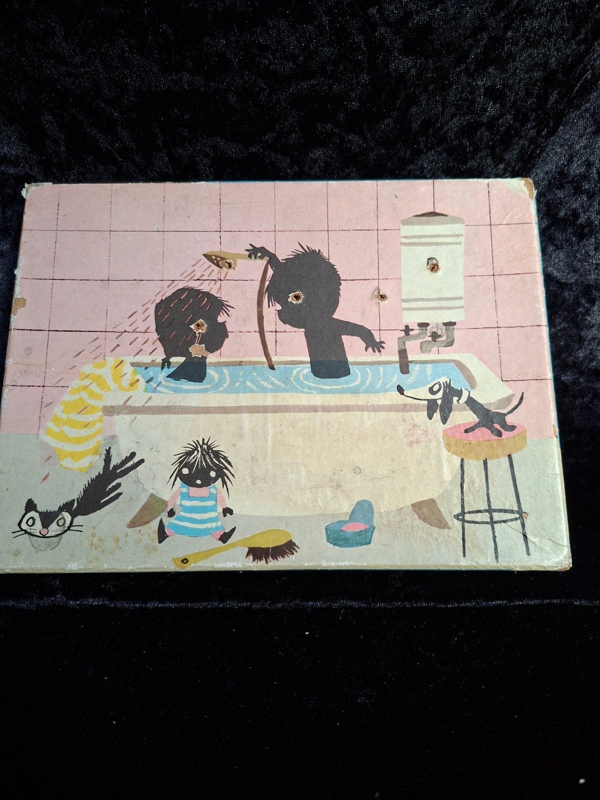 Vintage Jip en Janneke puzzel 'In het bad' van Egel, 2 tot 4 jaar, Gebruikt, 10 tot 50 stukjes, Haven 49 2871 CL