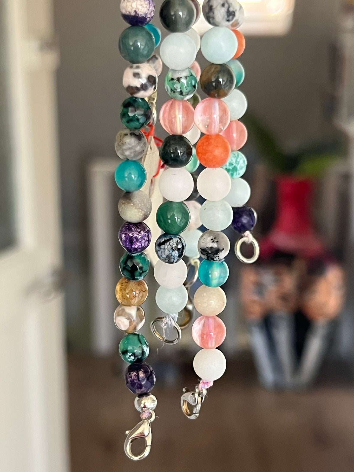 3 Kleurrijke Halfedelsteen Kettingen - Ook als Armband, Overige kleuren, Nieuw, Ophalen of Verzenden, Steen of Mineraal