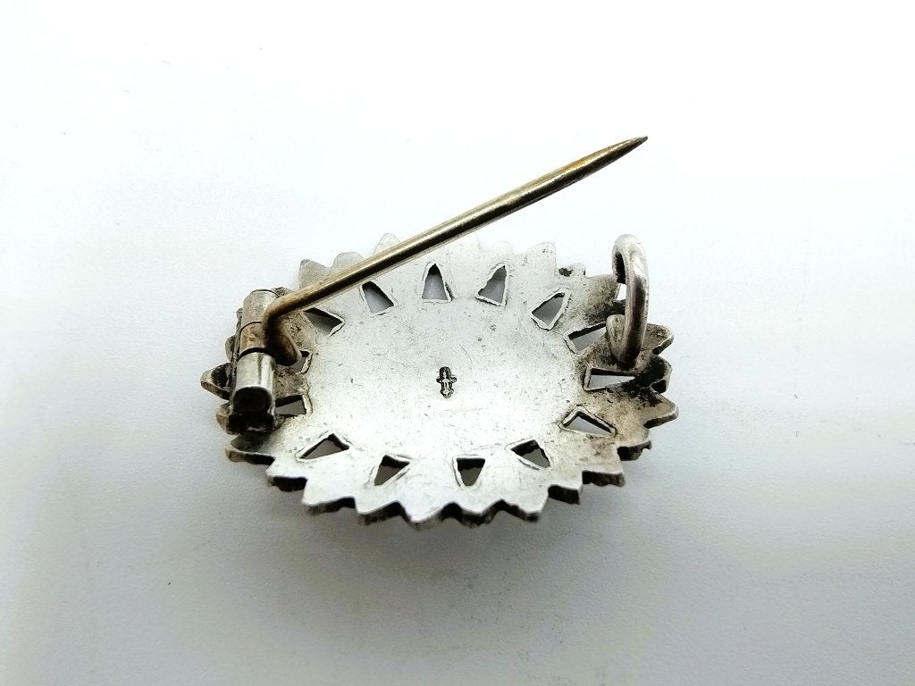Antieke zilveren broche met kristal, Met kristal, Gebruikt, Info@zilverwebsite.nl, Verzenden