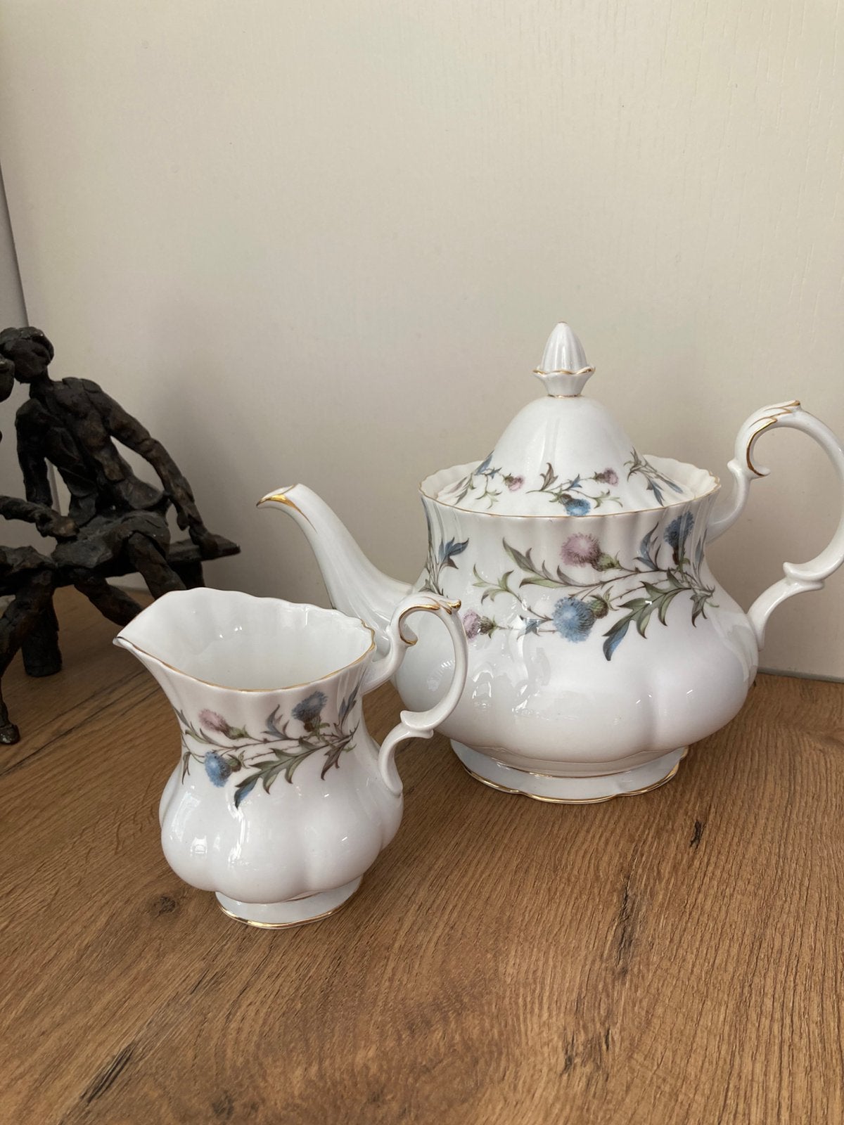 Royal Albert Brigadoon theepot en melkkan in nieuwstaat!, Ophalen of Verzenden