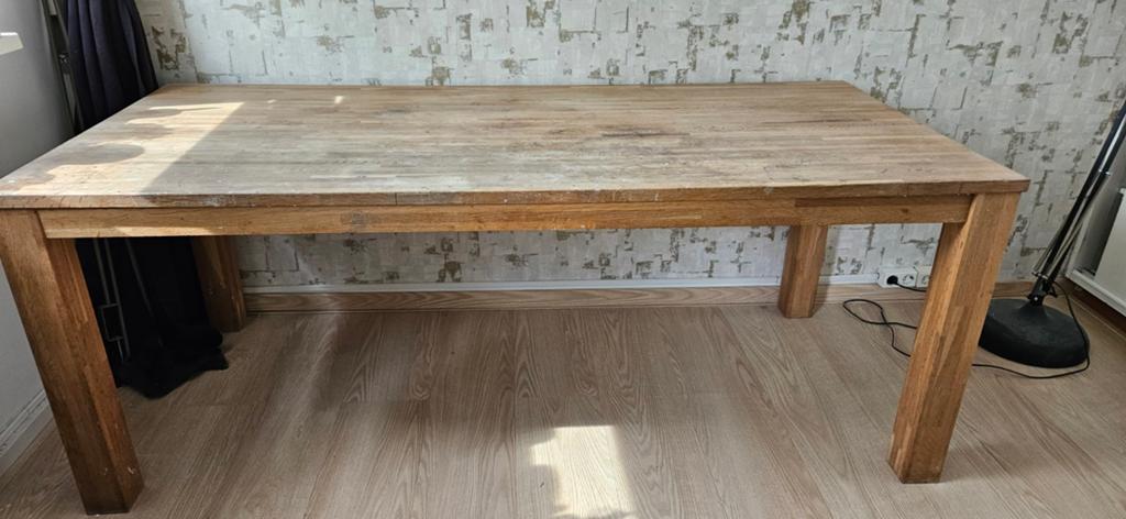 Eikenhouten tafel 90x200 cm - opknapper inclusief olie, Huis en Inrichting, Tafels | Eettafels, Ophalen, Gebruikt, Eikenhout, 50 tot 100 cm