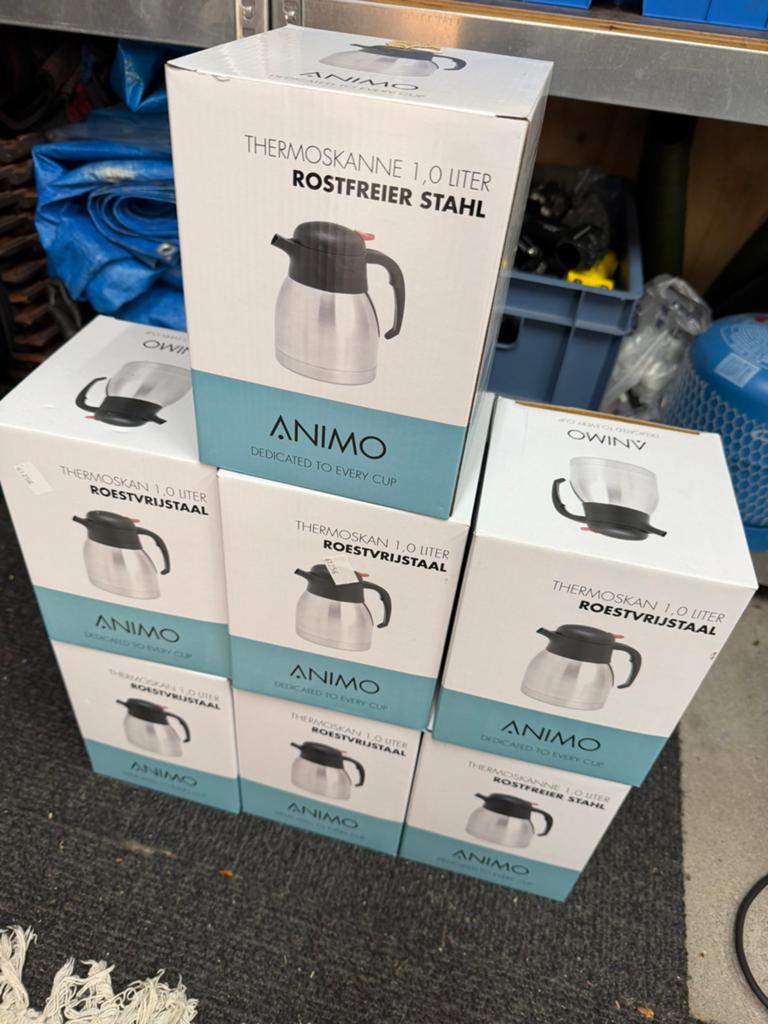 Partij 5 stuks Nieuw Animo Thermoskan 1 Liter RVS binnenfles, Ophalen of Verzenden, Nieuw
