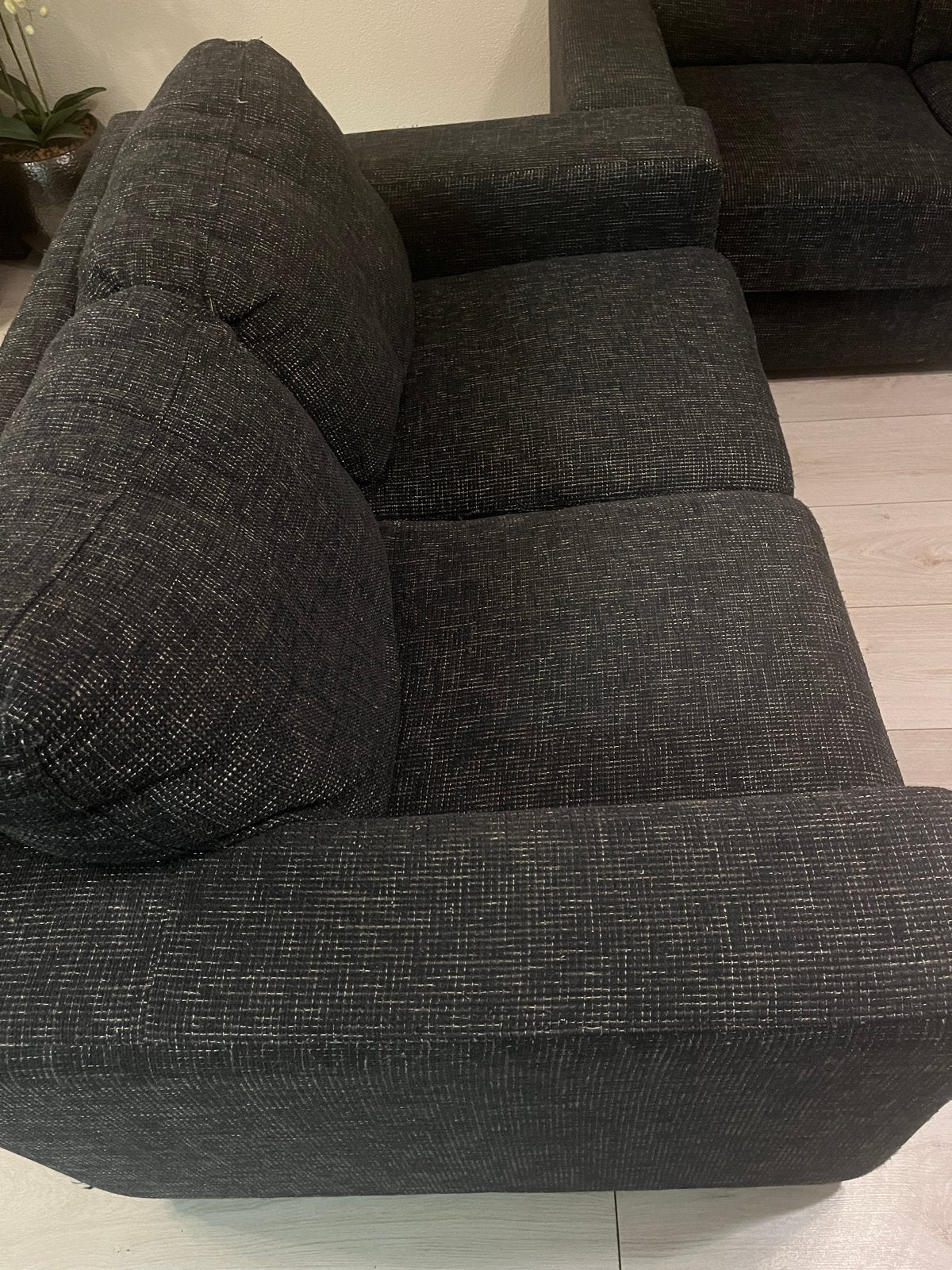 Comfortabele donkergrijze hoekbank, Ophalen, 250 tot 300 cm, 100 tot 125 cm, Hoekbank