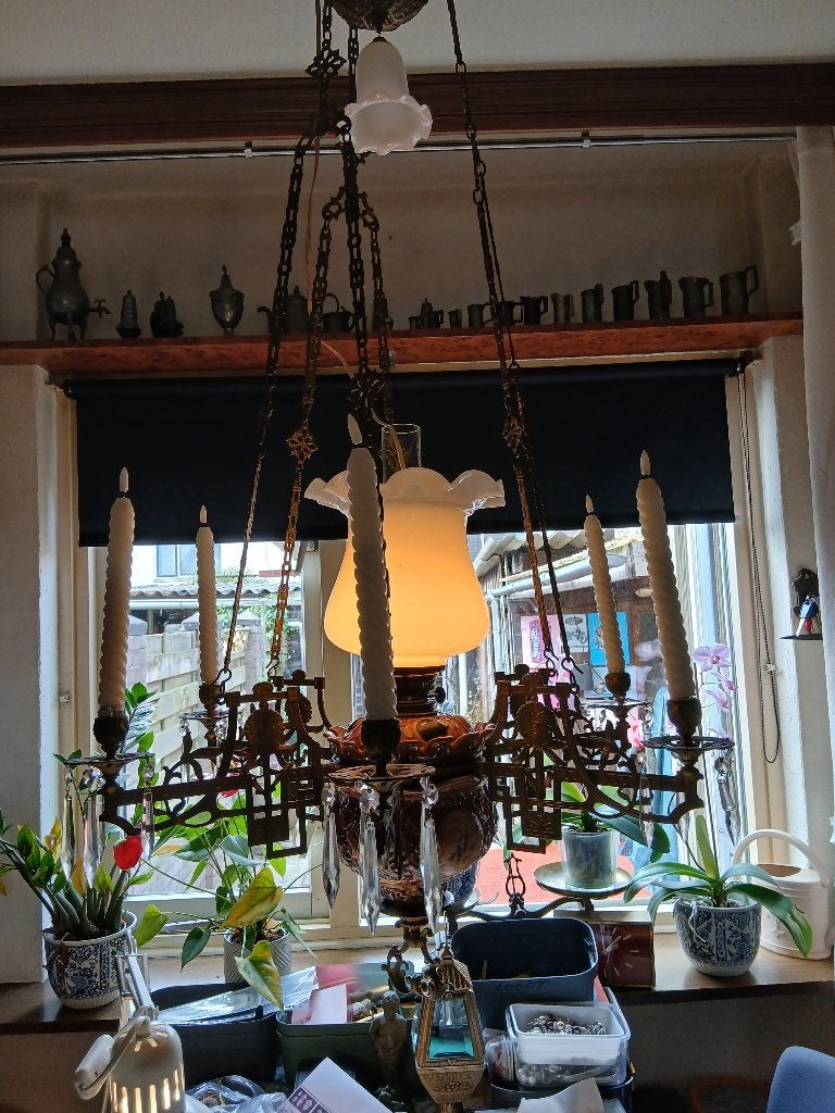 Grote hang olielamp, Ophalen of Verzenden