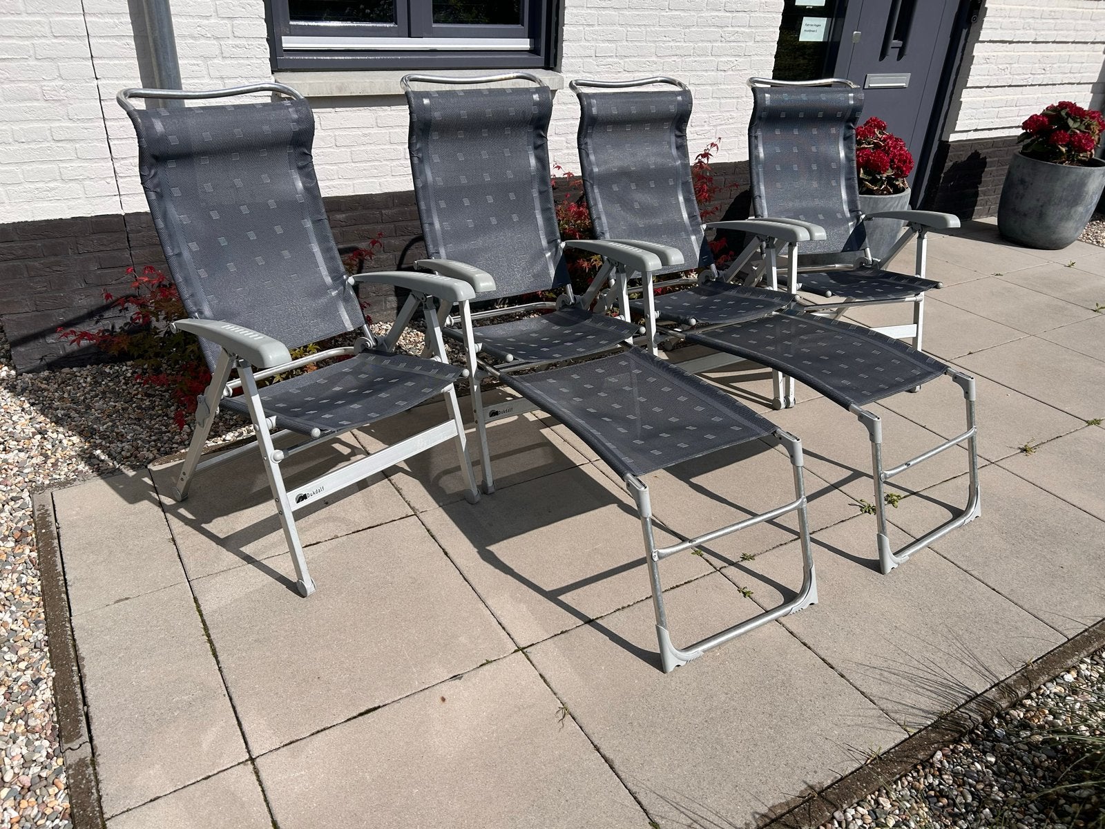 Dukdalf campingstoelen met voetenbankjes (4 stuks), Ophalen, Gebruikt, Campingstoel