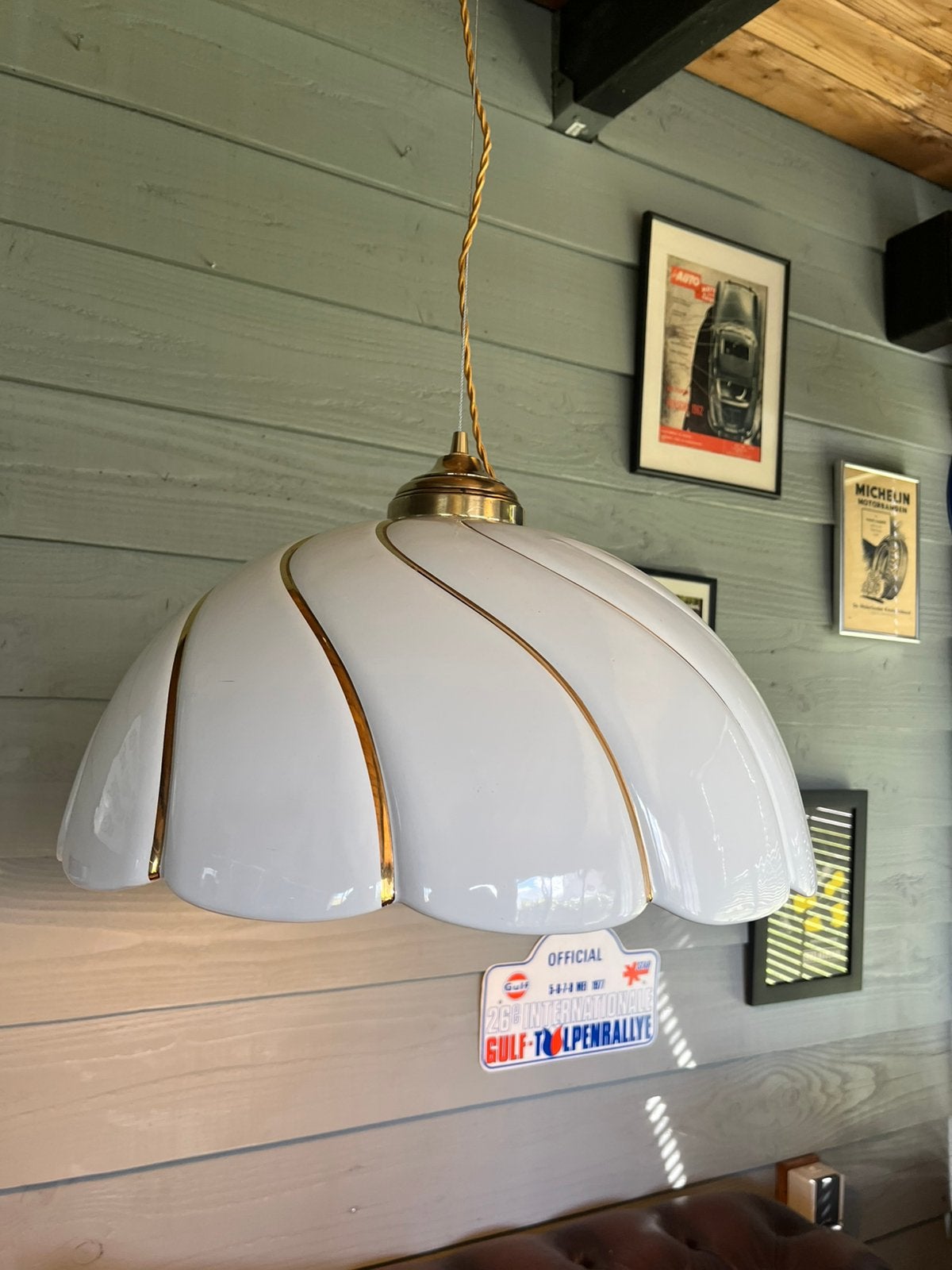 Vintage Hollywood Regency keramische XL Tommaso Barbi lamp, Ophalen, E27 (groot), Steen/keramiek, Gebruikt