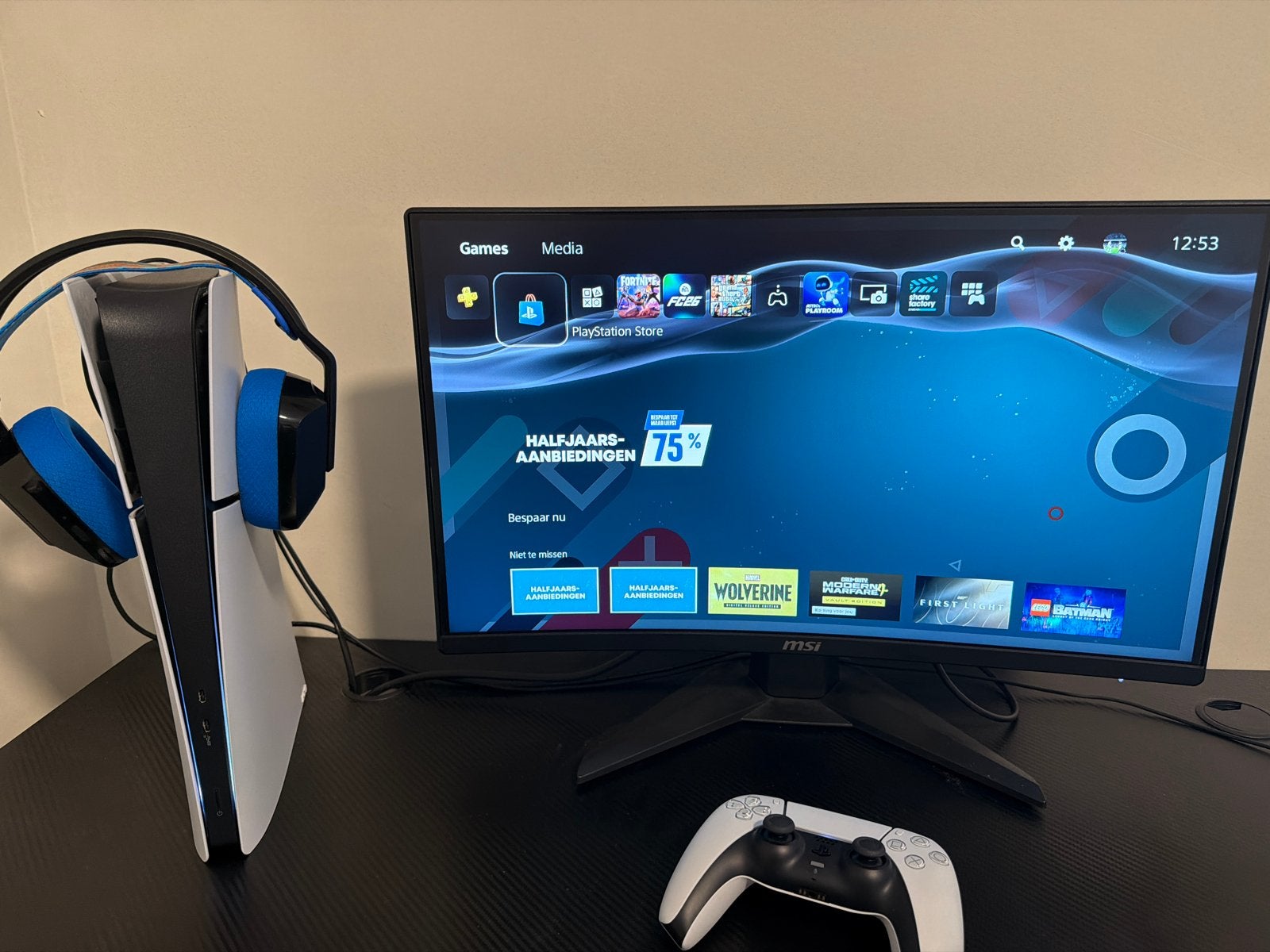 PS5 Slim Bundel: Console, G535 Headset & MSI Curved Monitor, Ophalen, Zo goed als nieuw