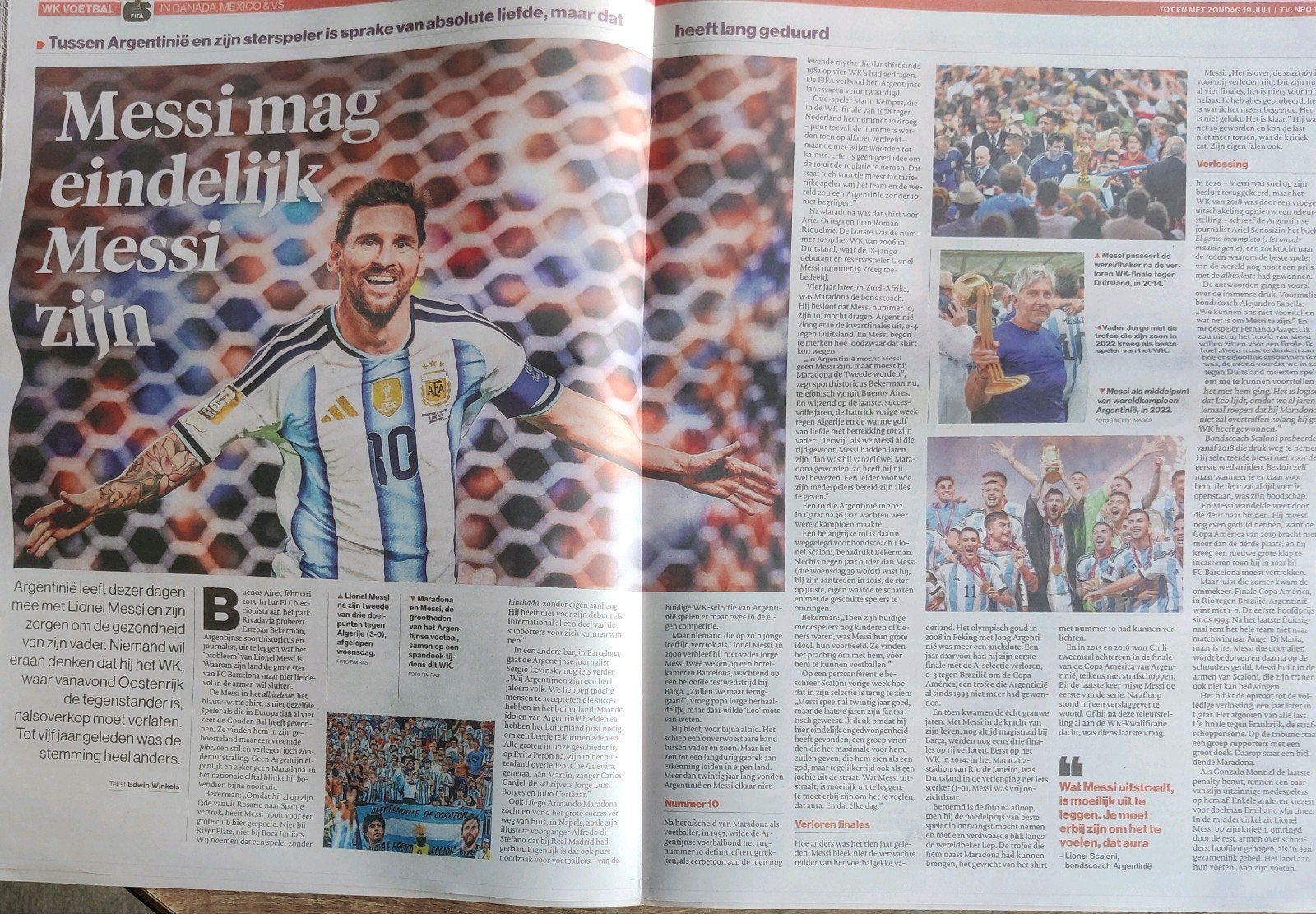 Lionel Messi - Argentinië - WK - krantenartikel, Ophalen of Verzenden, 1980 tot heden, Buitenland, Knipsel(s)