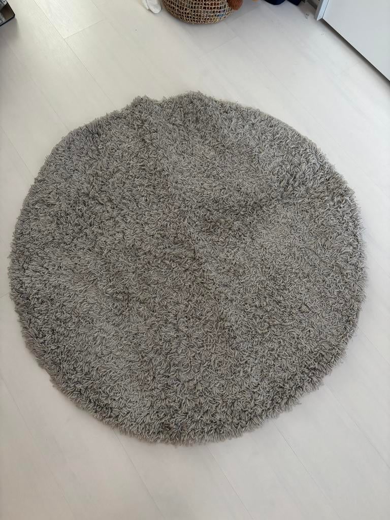 Leuk rond grijs vloerkleed zgan, Ophalen, 100 tot 150 cm, Rond, Zo goed als nieuw