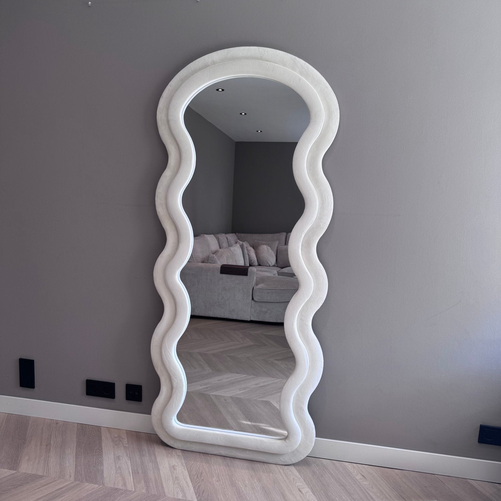 Unieke Wavy spiegel - Ivory - 180x80 cm, Ophalen, Zo goed als nieuw, 75 tot 100 cm, Overige vormen