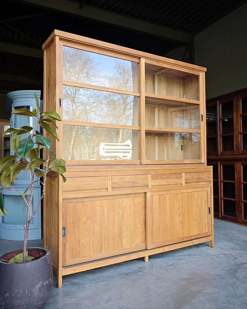 Schoolkast Teak | Greeploze Winkelkast | Buffetkast #8028, Niet ingevuld, Gebruikt, Met deur(en), 200 cm of meer