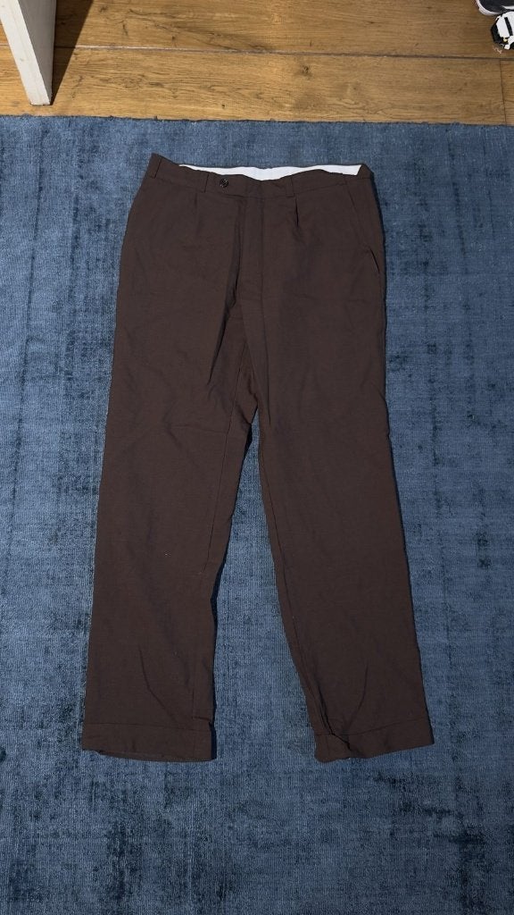 Bruine pantalon zuiver scheerwol maat 50 - met omslag, Kleding | Heren, Ophalen, Gedragen, Maat 48/50 (M), Bruin