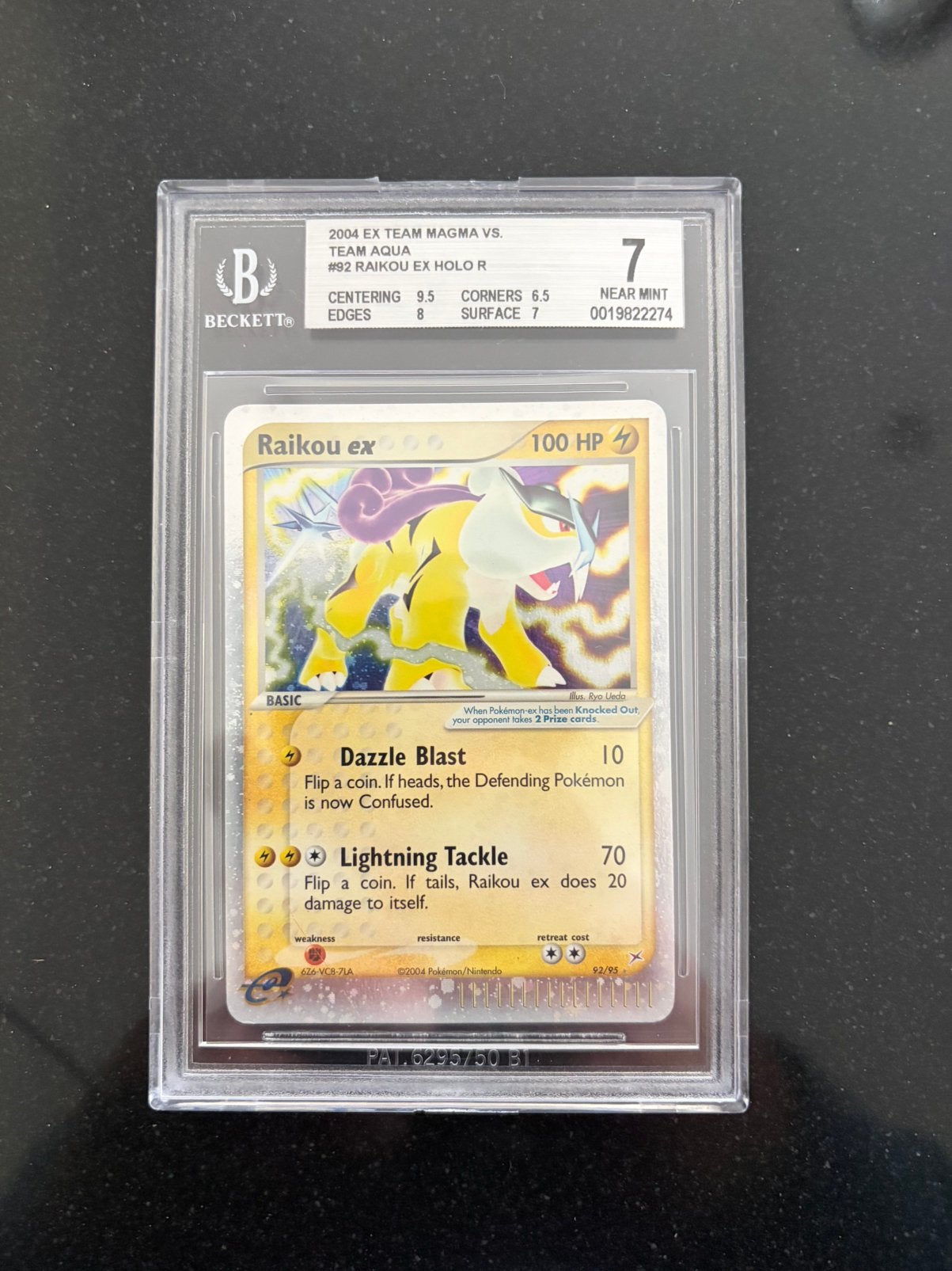 Raikou ex Holo Rare #92 Team Magma vs Team Aqua BGS 7, Ophalen of Verzenden, Zo goed als nieuw, Losse kaart