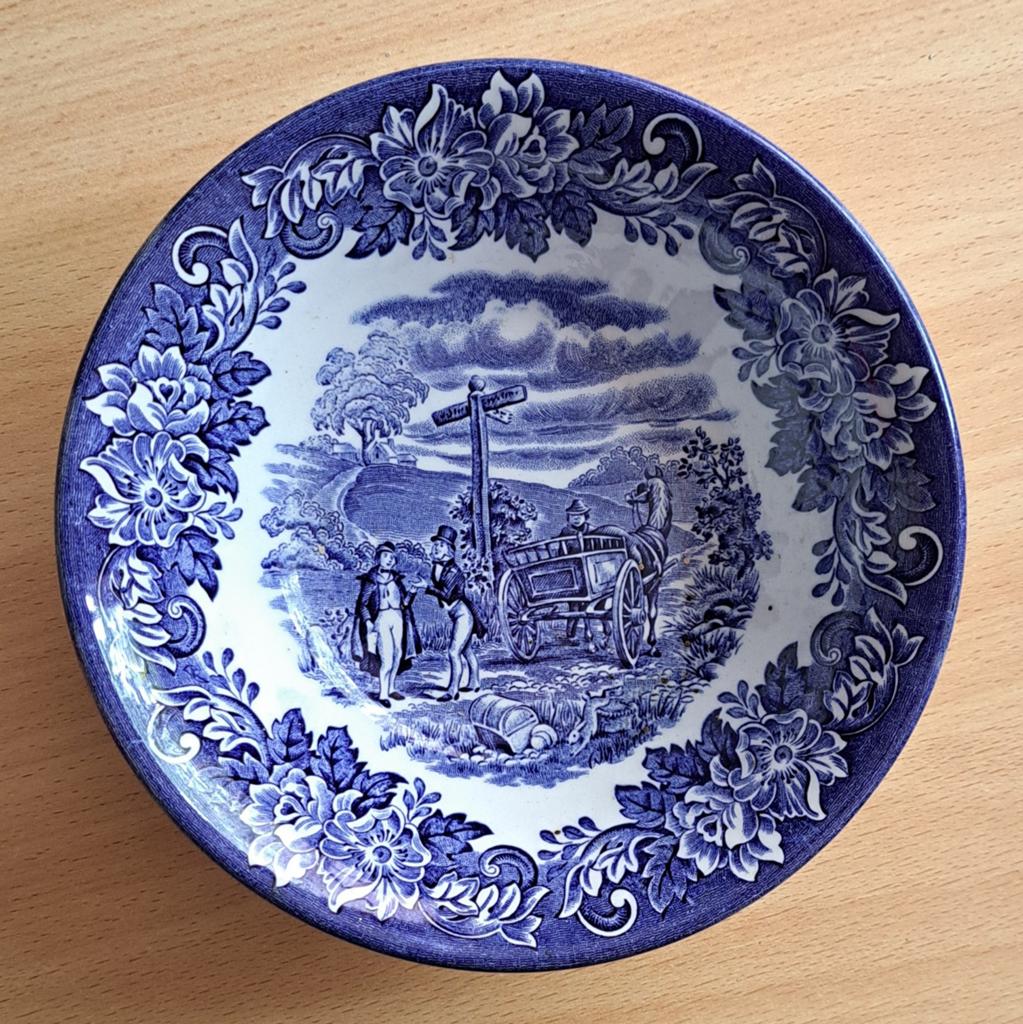Antieke Dickens Serie Blauw-Wit Engelse Ironstone Schaal, Ophalen of Verzenden