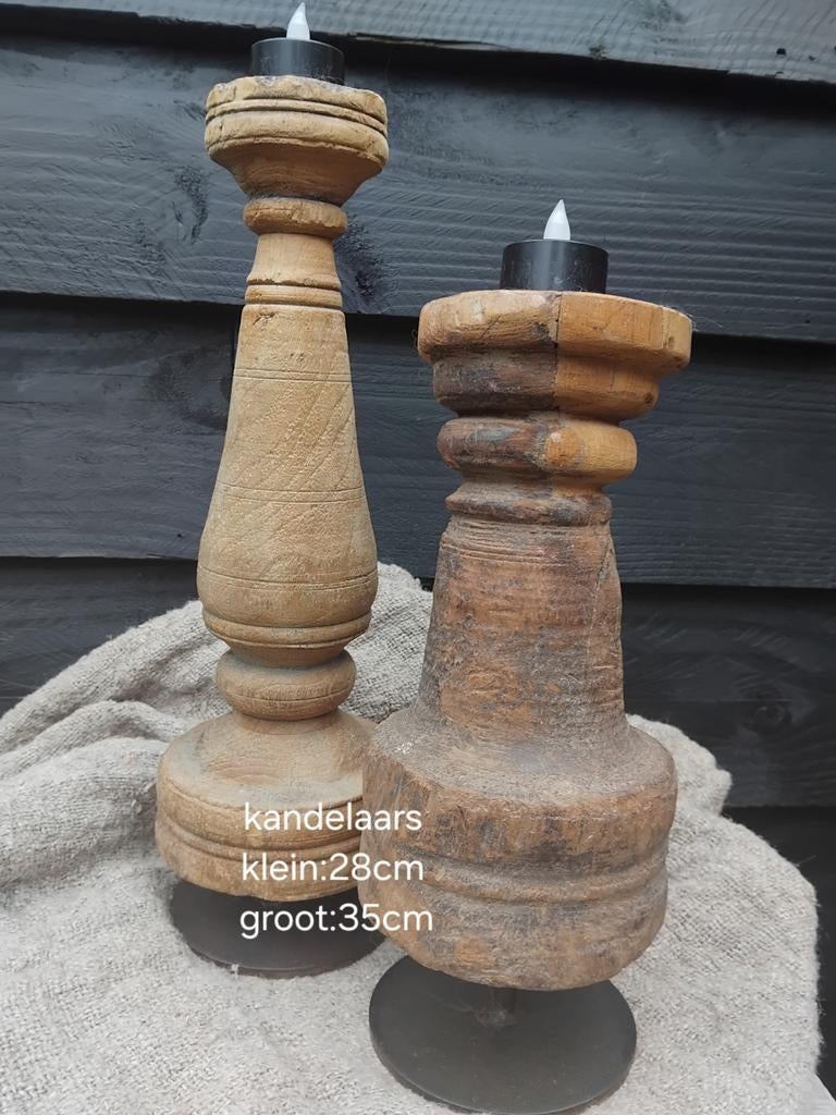 Stoer en sober kandelaars, Ophalen of Verzenden, Hout, Minder dan 25 cm