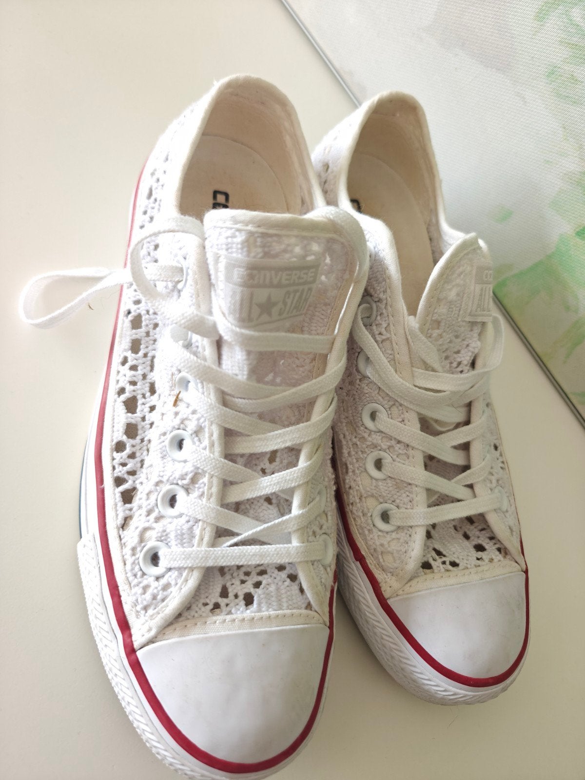 Witte Converse All Star sneakers met kant, maat 39, Wit, Converse, Ophalen of Verzenden, Sneakers of Gympen