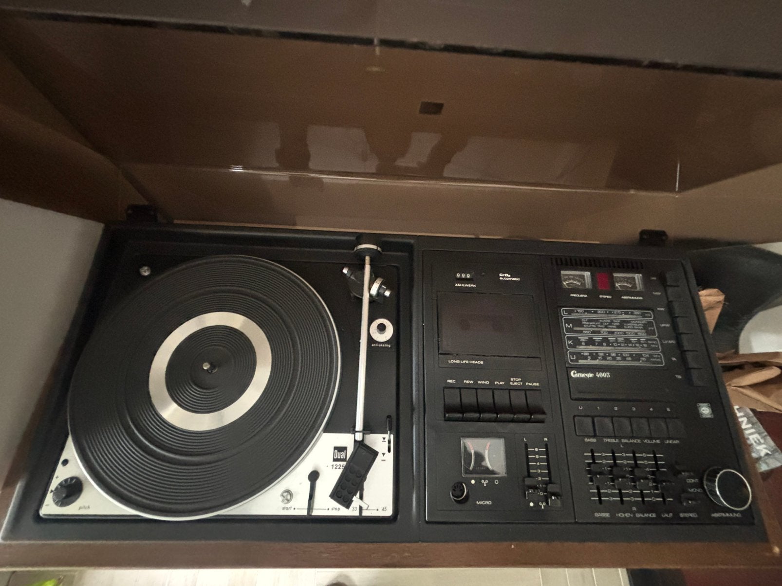 Retro Platenspeler Dual 1225 in Grundig Kast, Audio, Tv en Foto, Platenspelers, Ophalen, Gebruikt, Platenspeler, Dual