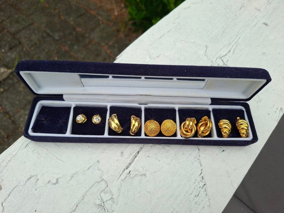 Gerzon import vintage oorclips 5 paar goldplated, Ophalen, Zo goed als nieuw, Goud, Overige materialen