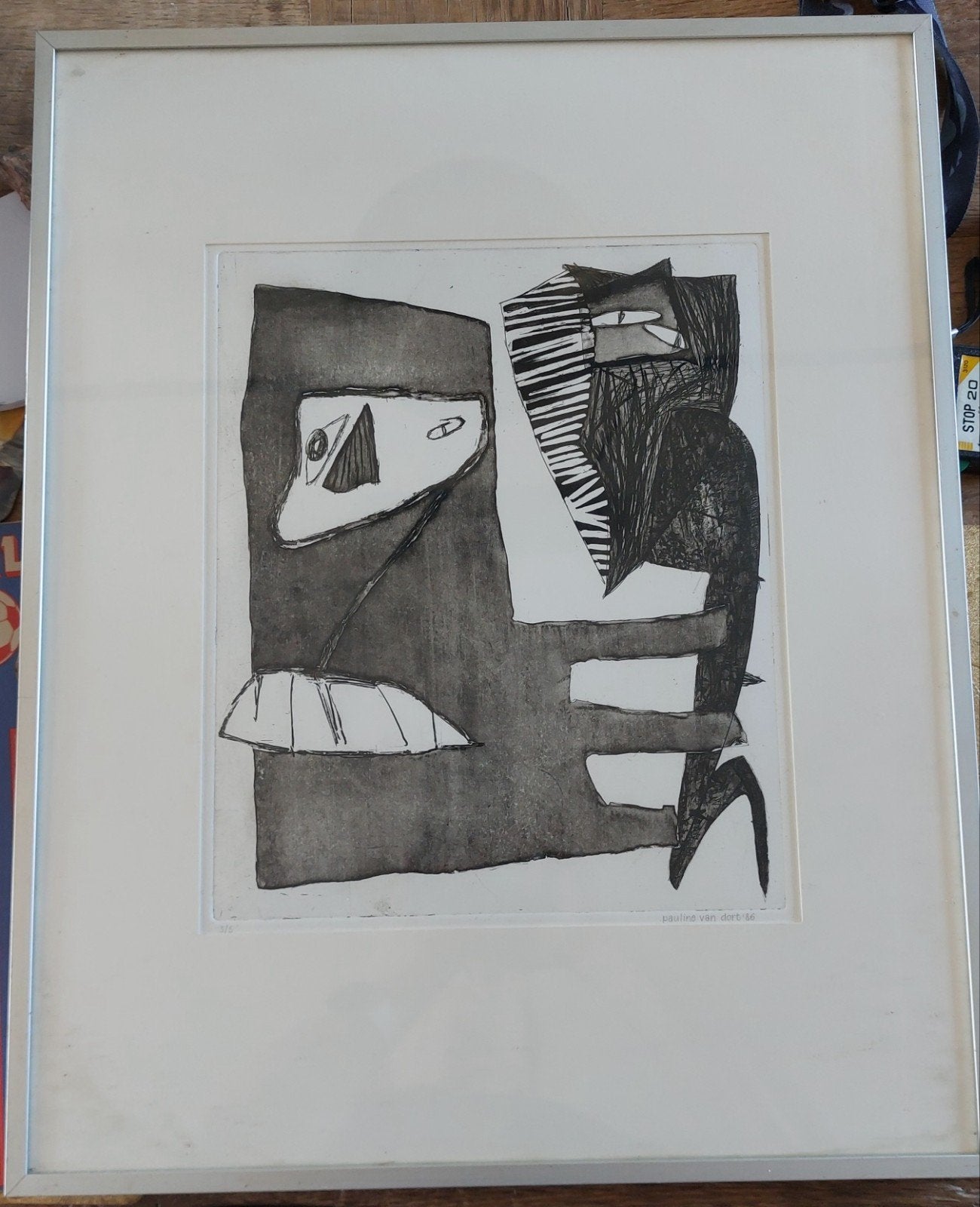 Origineel grafisch werk (ets/litho) – Pauline van Dort, Antiek en Kunst, Abstract, Genummerd, Ophalen of Verzenden, Lithografie