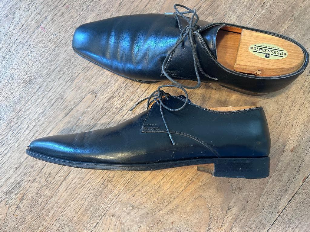 Santoni - zwarte veterschoen - Maat 8,5 / 42,5, Kleding | Heren, Schoenen, Zwart, Ophalen of Verzenden, Zo goed als nieuw, Santoni