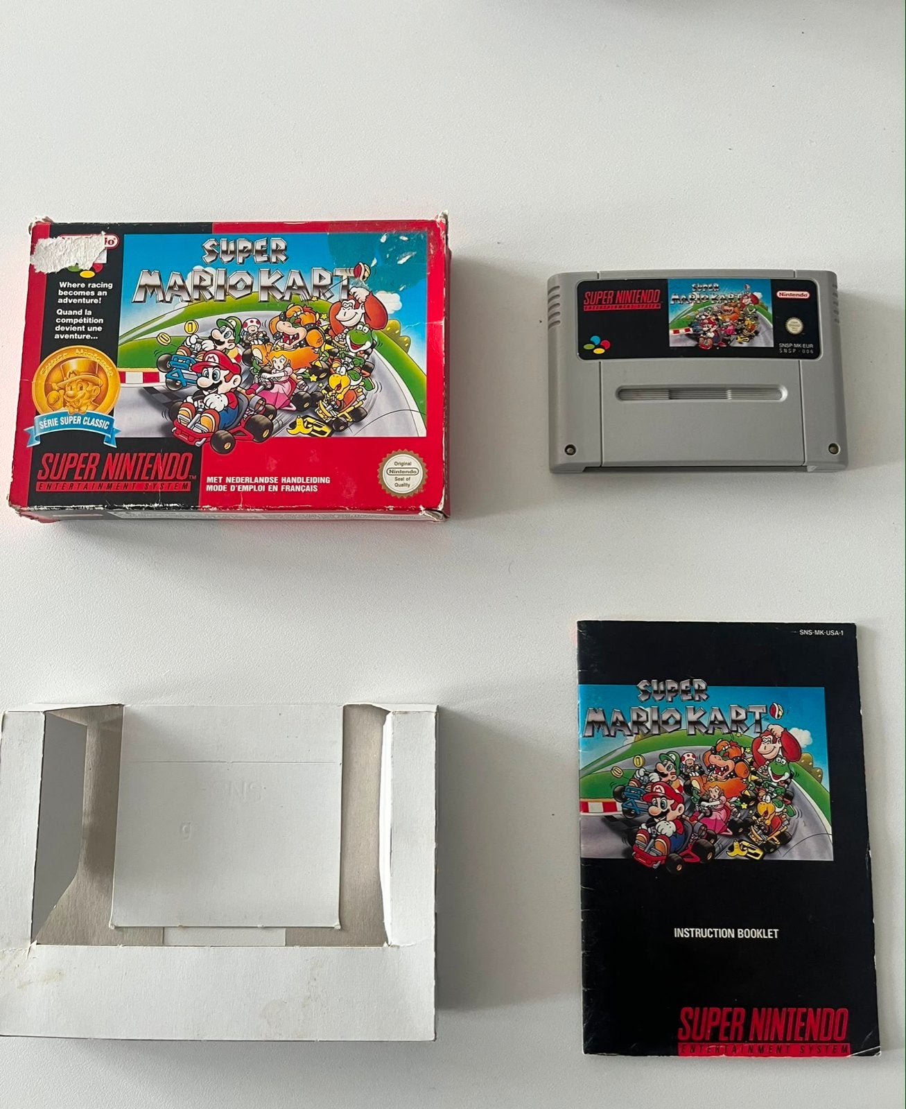 Super Mario Kart SNES - Compleet met doos en handleiding, Gebruikt, Racen en Vliegen, 2 spelers, Eén computer