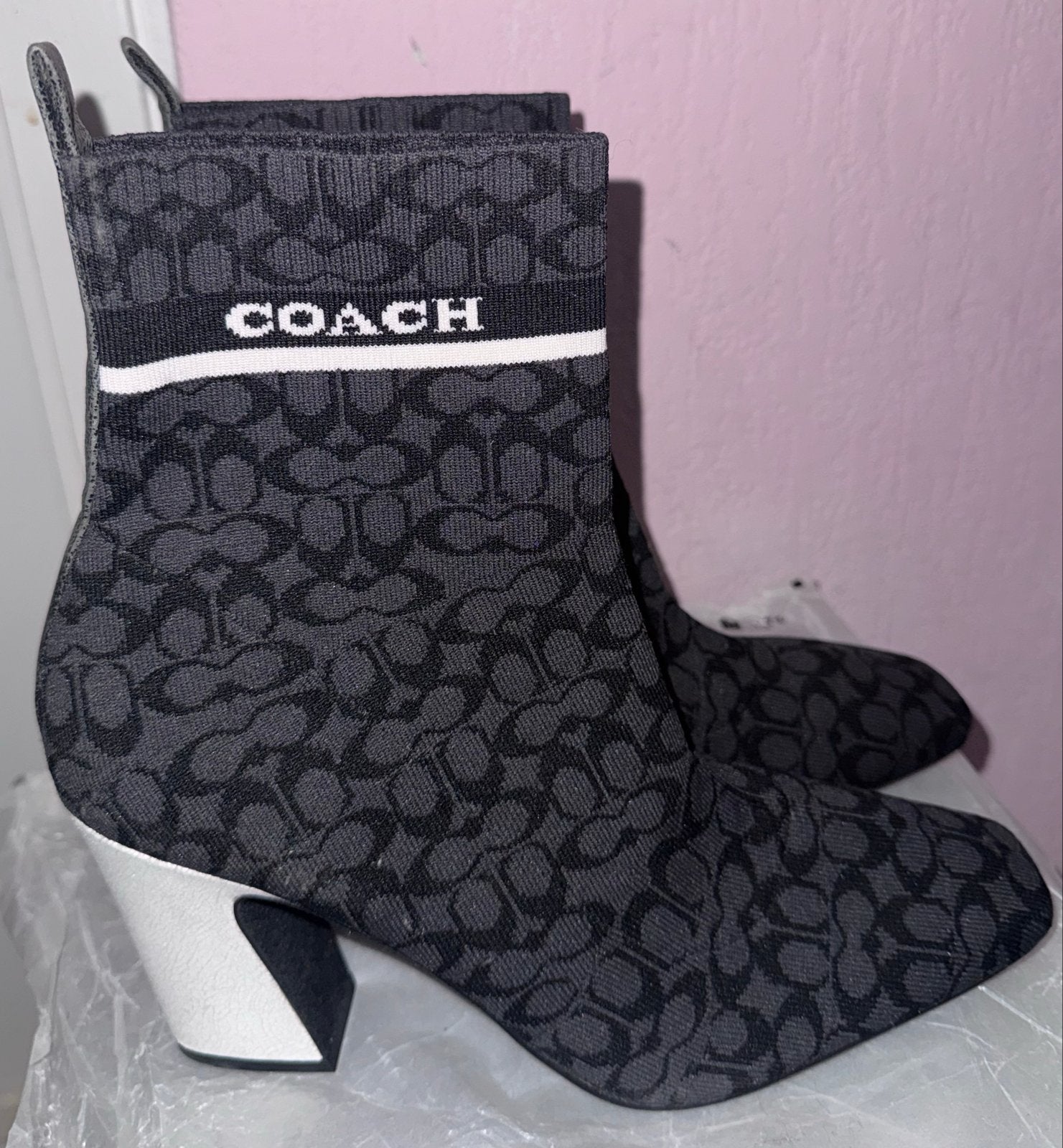 Coach sock boot, nieuw, maat 41, witte hak, Kleding | Dames, Schoenen, Zwart, Lage of Enkellaarzen, Nieuw, Ophalen of Verzenden