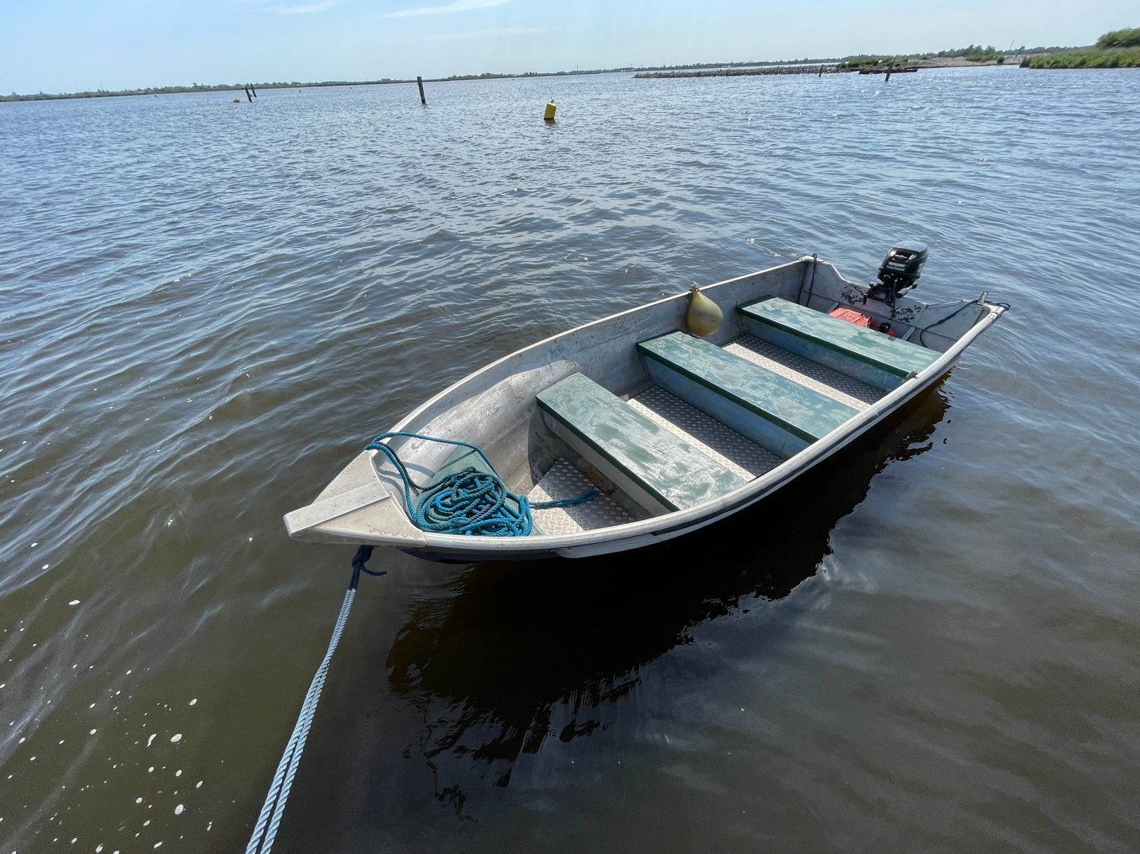 Meyers aluminium visboot boot met Mercury 6 pk kortstaart, Ophalen, Gebruikt, Aluminium, Buitenboordmotor