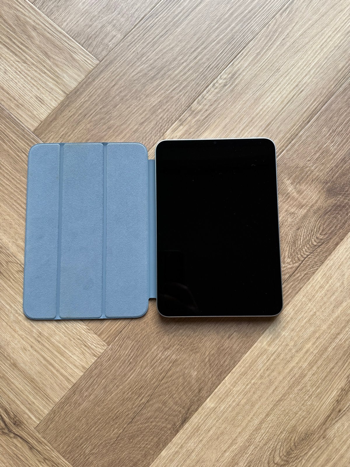 Foto 2 van Apple iPad Mini 7 128GB Blauw incl hoes 03-2025 99% batterij