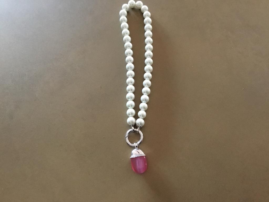 ZINZI parelketting en ZINZI hanger zgan, Ophalen of Verzenden, Zo goed als nieuw, Wit, Zilver