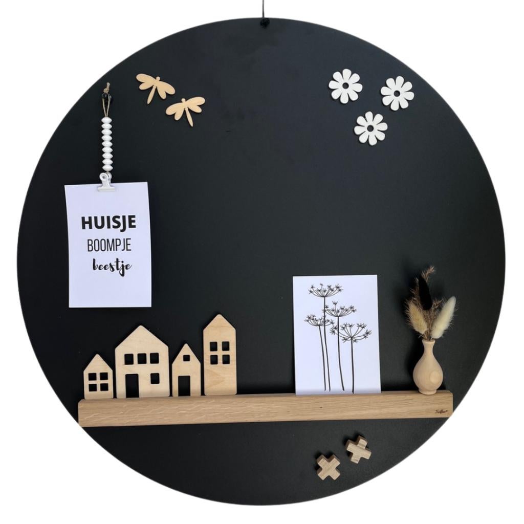 Magneetbord Zwart Rond 60 cm, Stoere Wanddecoratie van Staal, Huis en Inrichting, Woonaccessoires | Memoborden, Ophalen of Verzenden