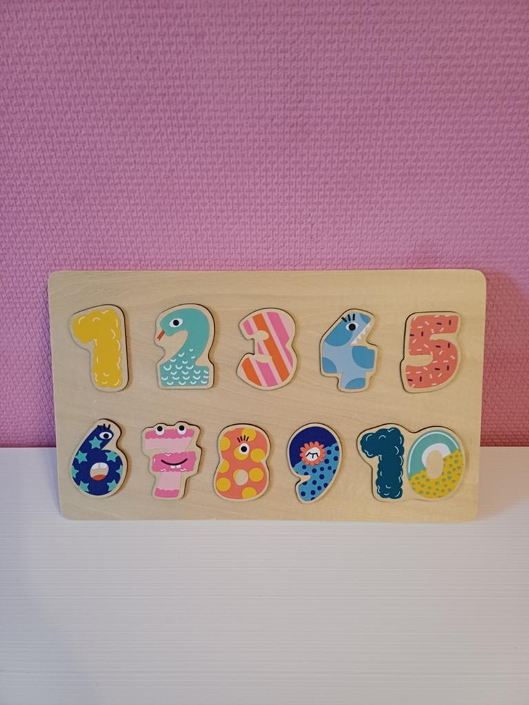 Houten cijferpuzzel van Hema, Kinderen en Baby's, Speelgoed | Kinderpuzzels, 2 tot 4 jaar, Gebruikt, 10 tot 50 stukjes, Ophalen of Verzenden